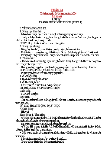 Kế hoạch bài dạy Mỹ thuật + Kỹ thuật + Công nghệ Tiểu học - Tuần 24 - Năm học 2023-2024 - Trần Thị Thu