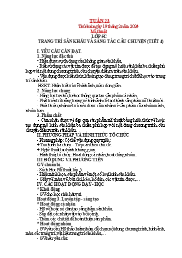 Kế hoạch bài dạy Mỹ thuật + Kỹ thuật + Công nghệ Tiểu học - Tuần 23 - Năm học 2023-2024 - Trần Thị Thu