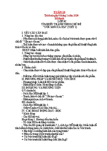 Kế hoạch bài dạy Mỹ thuật + Kỹ thuật Tiểu học - Tuần 19 - Năm học 2023-2024 - Trần Thị Thu