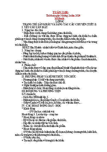 Kế hoạch bài dạy Mỹ thuật Lớp 4 + Lớp 5 - Tuần 22 - Năm học 2023-2024 - Trần Thị Thu
