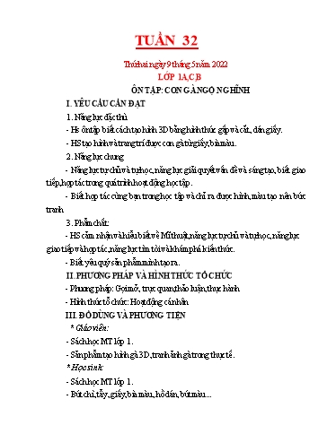 Kế hoạch bài dạy Mỹ thuật Tiểu học - Tuần 32 - Năm học 2022-2023 - Trần Thị Thu