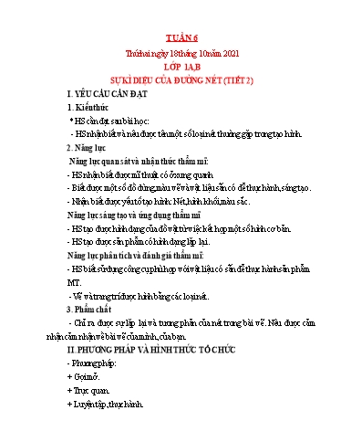 Kế hoạch bài dạy Mỹ thuật Tiểu học - Tuần 6 - Năm học 2021-2022 - Trần Thị Thu
