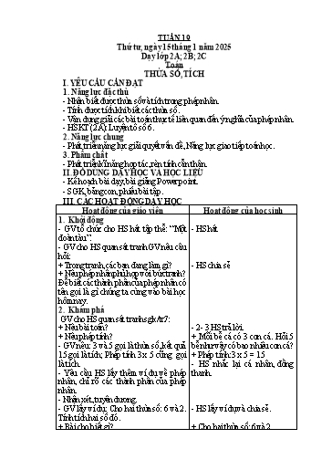 Kế hoạch bài dạy Toán Lớp 2 - Tuần 19 - Năm học 2024-2025 - Lê Thị Hồng Thêu