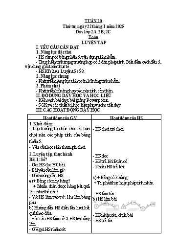 Kế hoạch bài dạy Toán Lớp 2 - Tuần 20 - Năm học 2024-2025 - Lê Thị Hồng Thêu